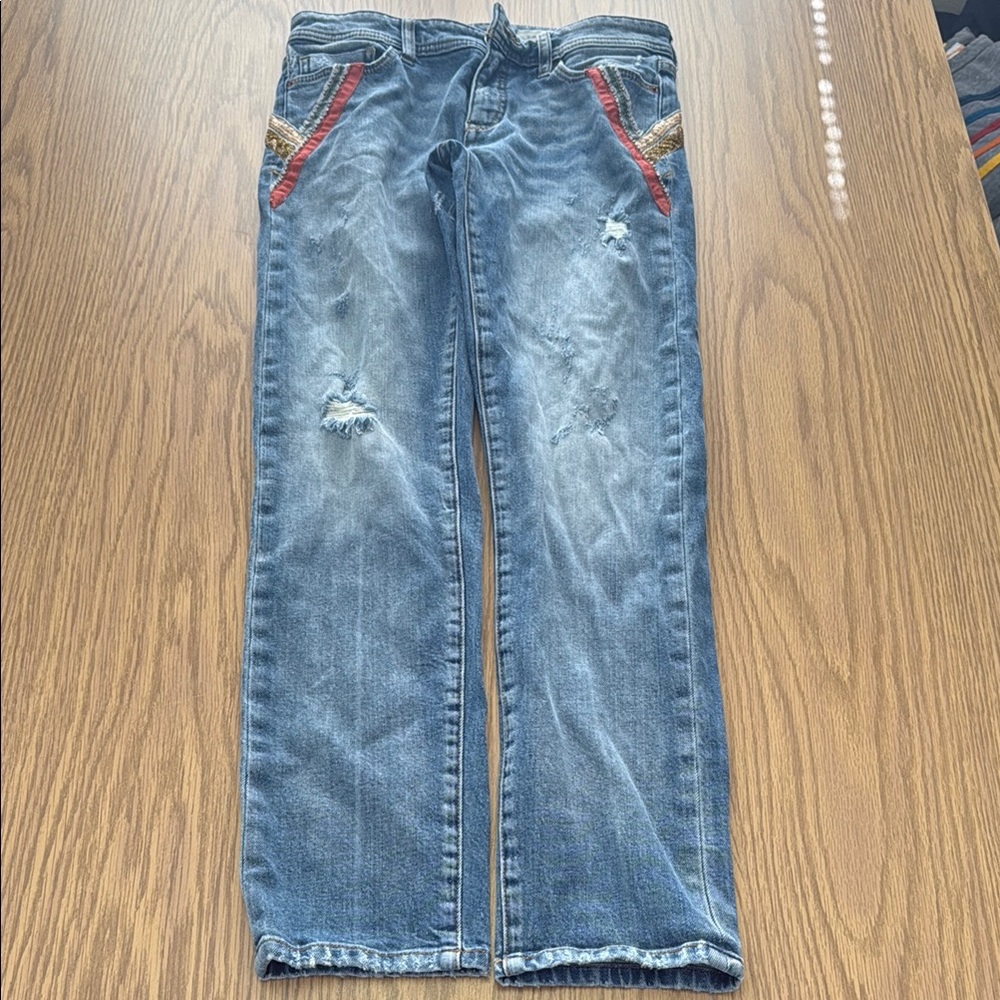 Anthropologie Pilcro slim boyfriend jeans with accents. Size 25.
